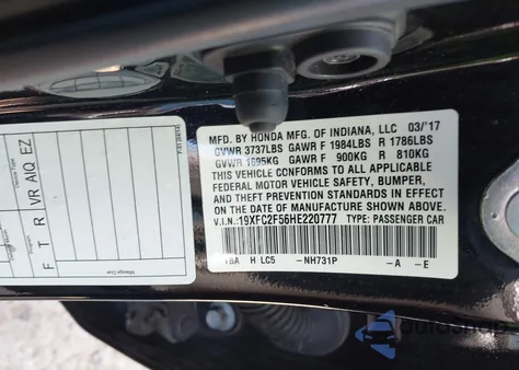 2017 Honda Civic Lx from USA, damaged, VIN 19XFC2F56HE220777
